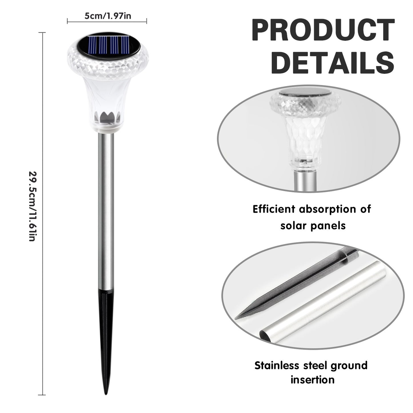 Solar-Powered Crystal Wand Water Drop Pattern Lawn Light, Outdoor Courtyard Light, Ambient Light, Ground Light, Garden Decorative Light