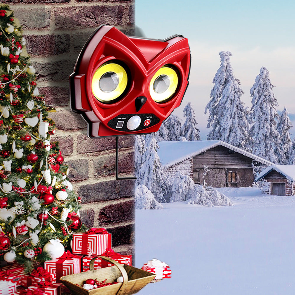 Solar-powered outdoor patio lighting, waterproof garden decorative owl street light, automatic sensor wall light