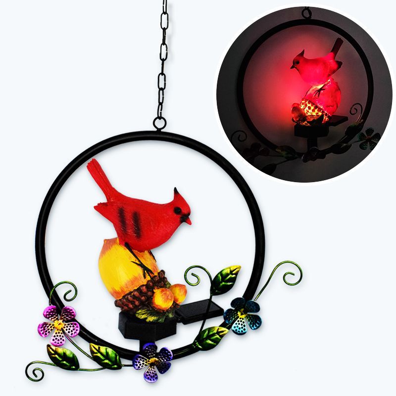 Solar-powered resin garden Christmas bird cartoon courtyard decoration outdoor gardening ground insert balcony landscape light