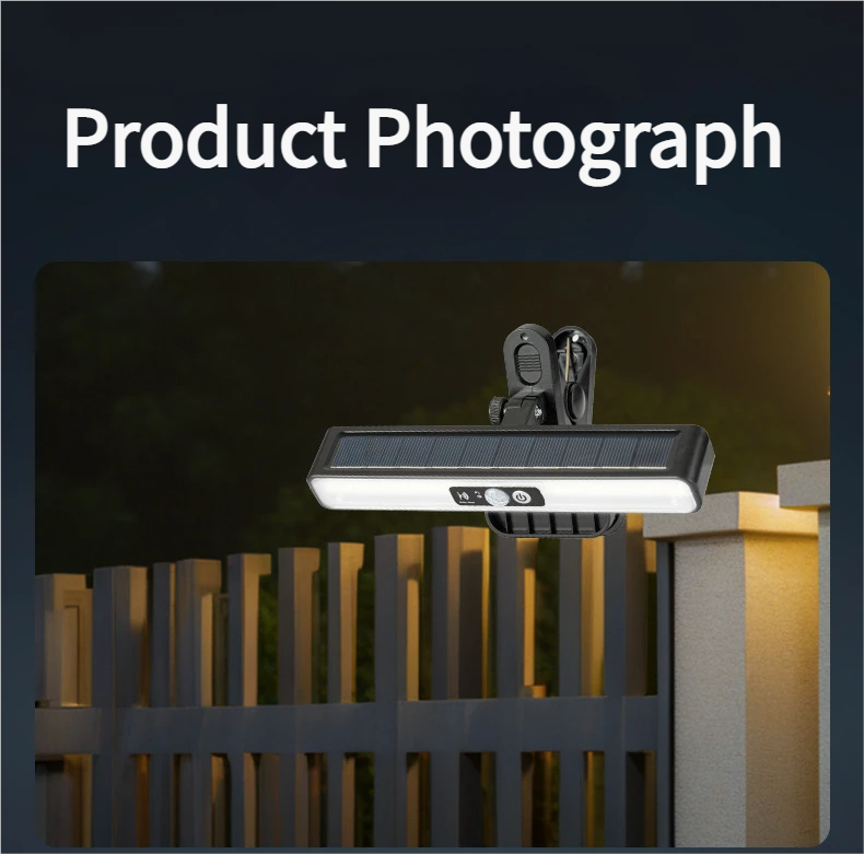 Solar-powered clip-on light, integrated split light, outdoor courtyard light, garden waterproof light, home garage lighting.