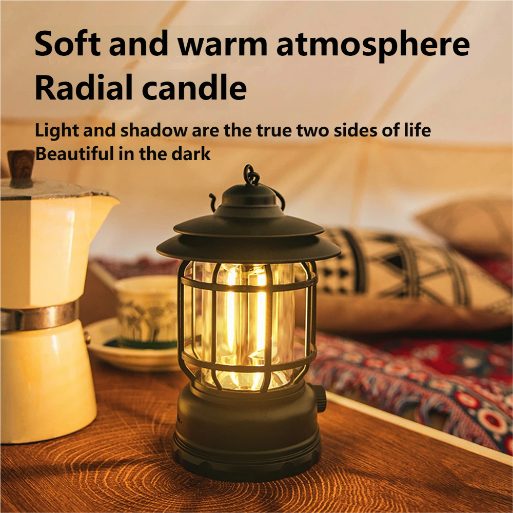 Camping ambient light camping lamp tent retro lantern outdoor rechargeable portable lamp