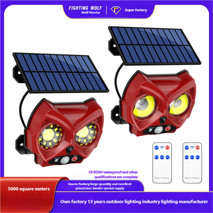 Solar-powered outdoor patio lighting, waterproof garden decorative owl street light, automatic sensor wall light