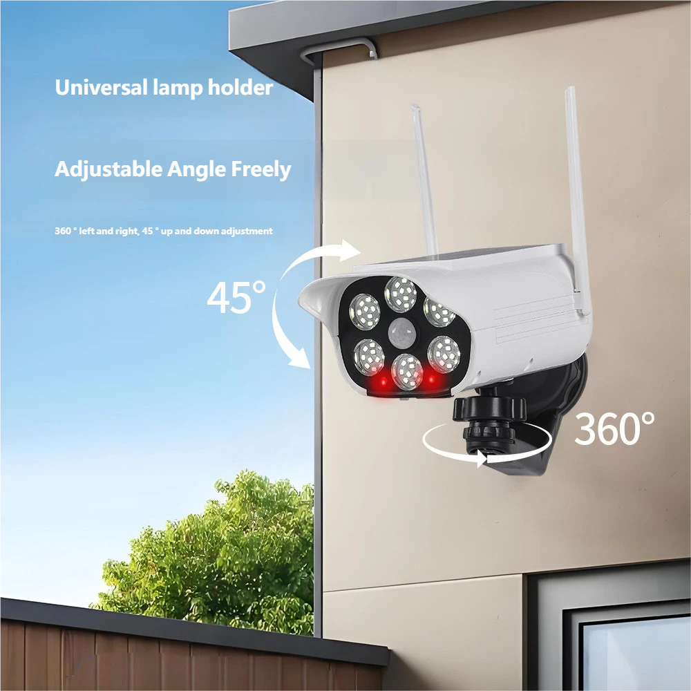 Solar-powered magnetic surveillance light, LED anti-theft wireless simulated human body sensor camera wall light, street light.