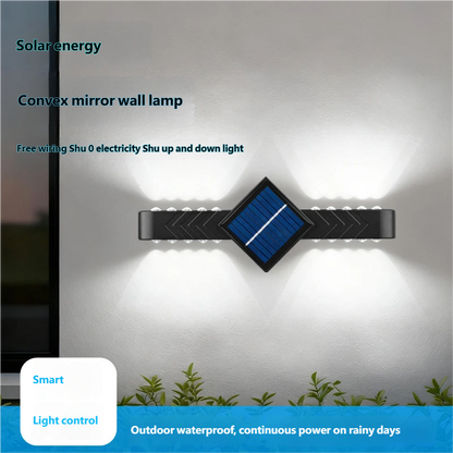 Solar-powered courtyard light, balcony decorative outdoor waterproof wall light, double-headed wall washer light, top and bottom emitting solar light