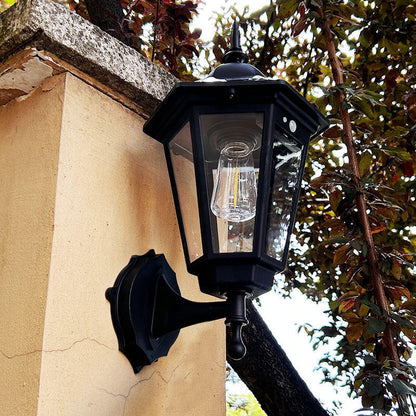Solar wall lamp, outdoor waterproof retro courtyard light, outdoor courtyard ambient light, decorative light, automatic sensor.