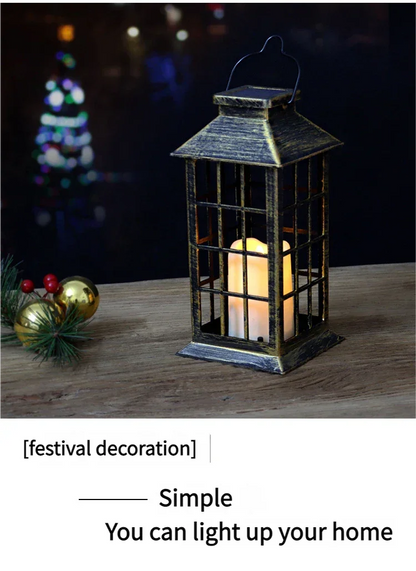 Plastic Solar Craft Light, Hollow Palace Lantern, Outdoor Garden Christmas Decoration, Solar Flame Candle Hanging Light