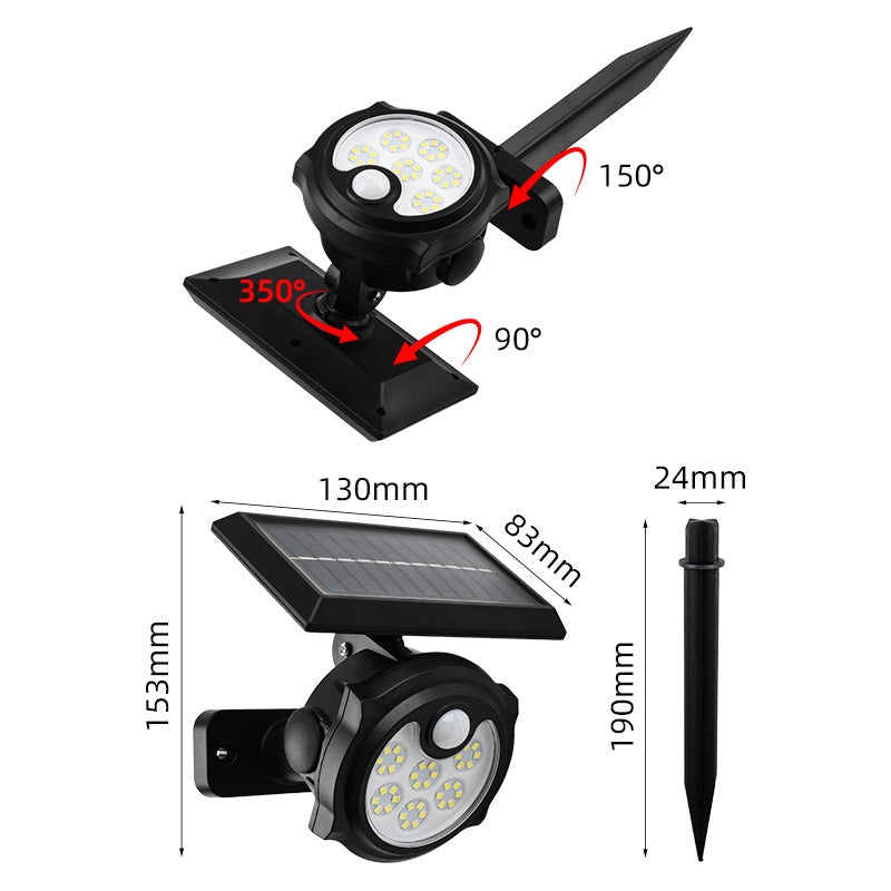 Solar wall light with human body induction, outdoor courtyard light, waterproof lighting, LED light, solar panel