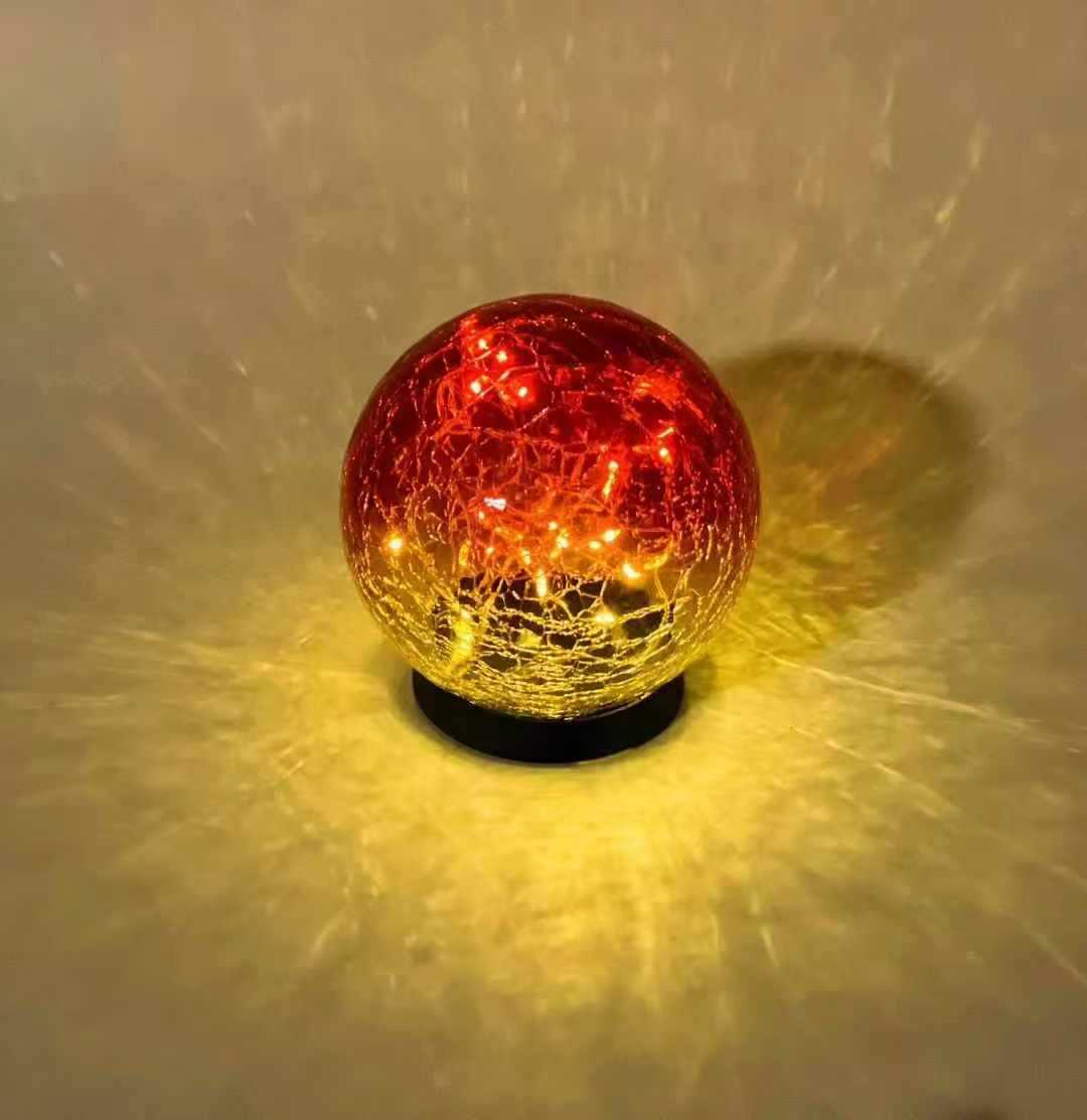 Solar-powered crackle lamp, outdoor patio glass hanging lamp, creative decorative Christmas Mason bottle lamp