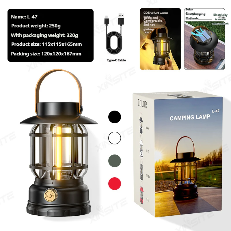 Camping ambient light camping lamp tent retro lantern outdoor rechargeable portable lamp