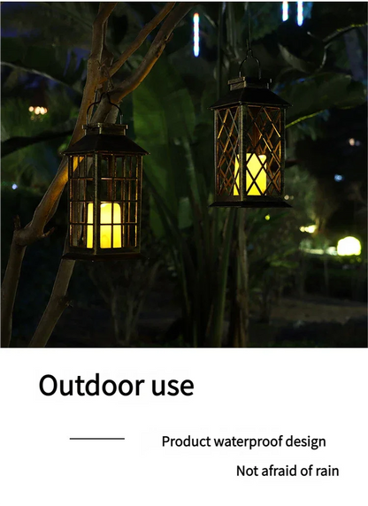 Plastic Solar Craft Light, Hollow Palace Lantern, Outdoor Garden Christmas Decoration, Solar Flame Candle Hanging Light