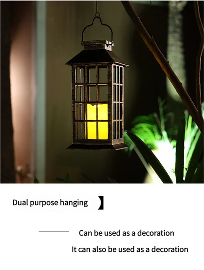 Plastic Solar Craft Light, Hollow Palace Lantern, Outdoor Garden Christmas Decoration, Solar Flame Candle Hanging Light