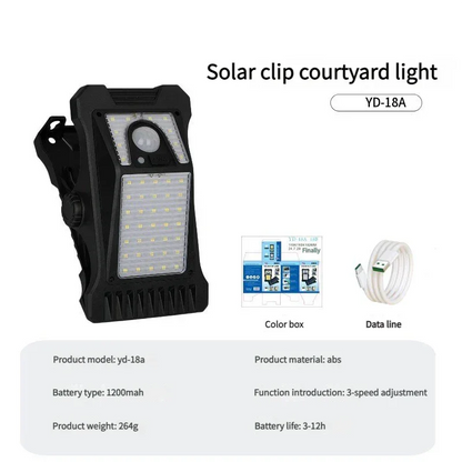 Solar-powered clip-on light, human body sensor outdoor octopus garden light, no-drill wall light, motion sensor light