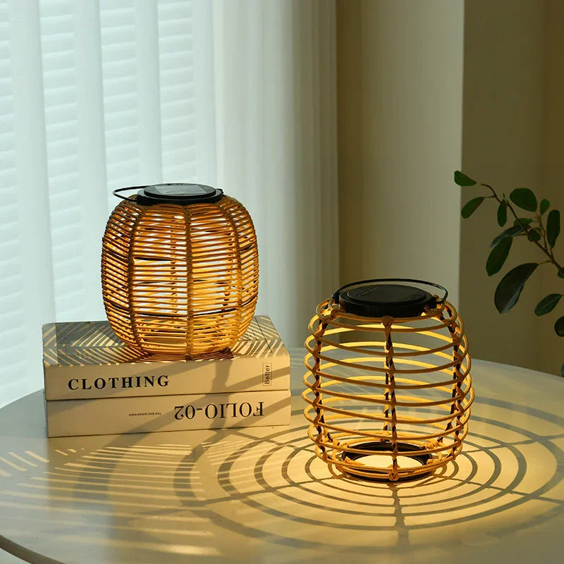 Solar-powered fun garden lights, lawn lights, outdoor waterproof rattan landscape courtyard lights, villa and homestay decorative lights.