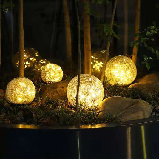 Solar-powered crackle lamp, outdoor patio glass hanging lamp, creative decorative Christmas Mason bottle lamp