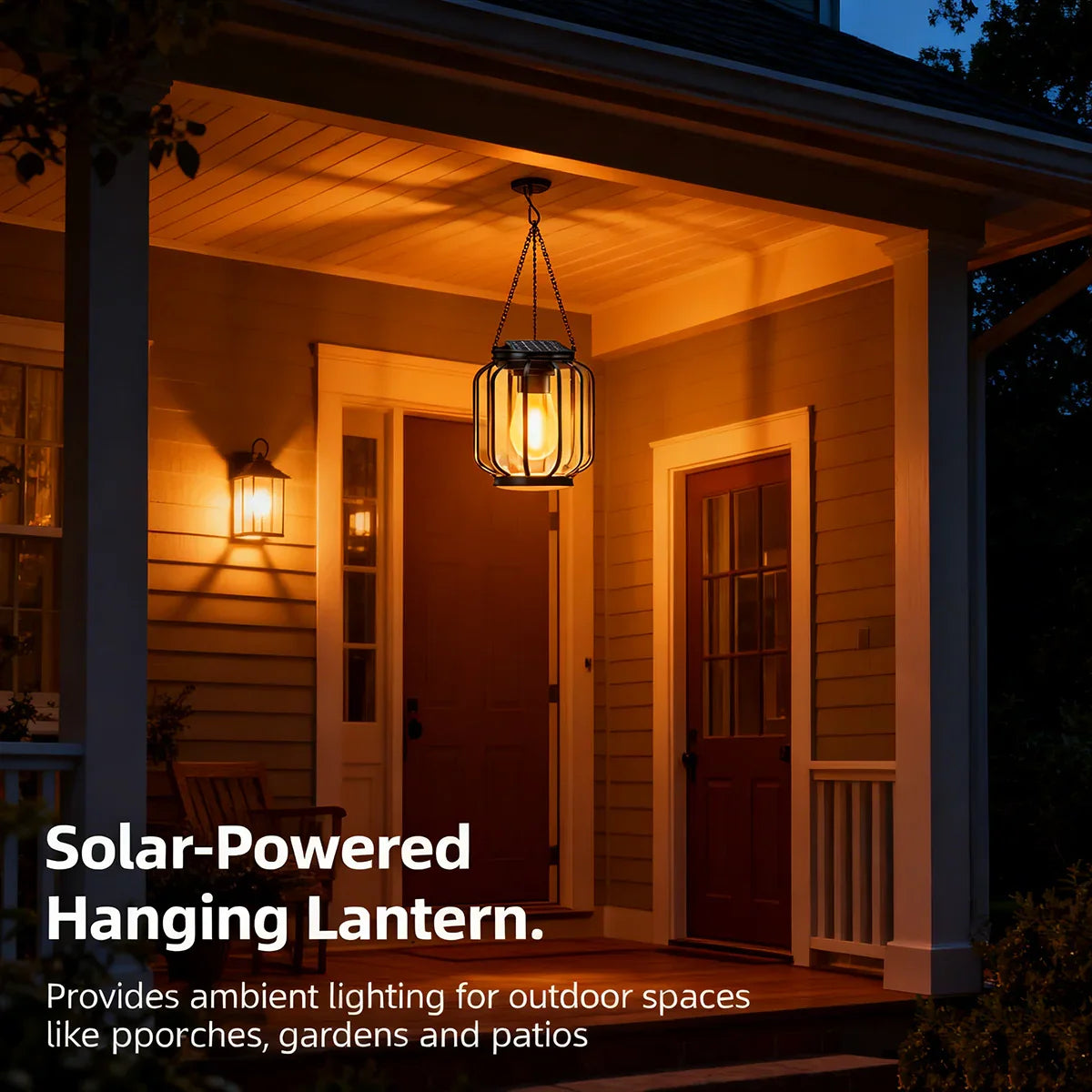 Solar-powered wrought iron lanterns, pendant lights, outdoor garden and courtyard decorative openwork lanterns