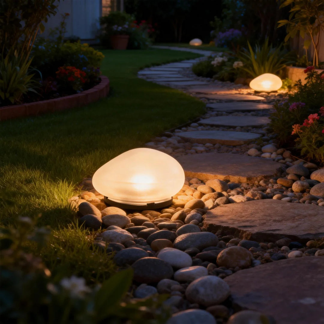 Solar-powered stone lamp, simulated pebble, colorful luminous stone lamp, garden courtyard decorative landscape lamp, lawn lamp.