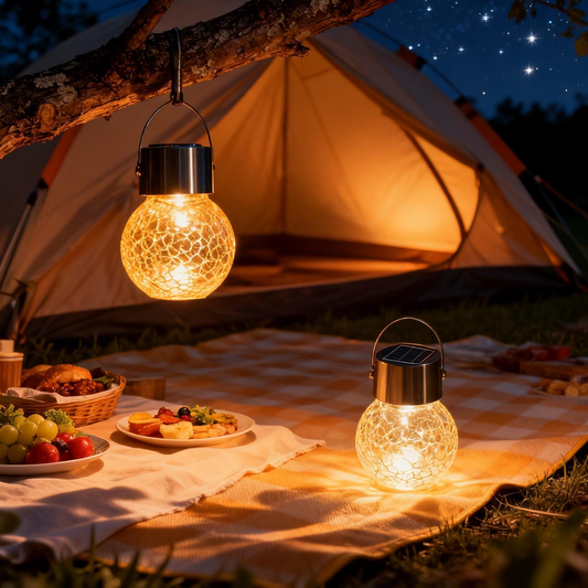 Outdoor solar crackle lamp, colored pendant lamp, waterproof garden sun landscape lamp, new type of solar outdoor lamp.