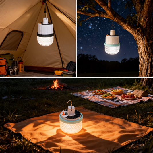 Solar-powered retractable LED portable outdoor emergency lighting, USB rechargeable street vendor/night market remote control camping light