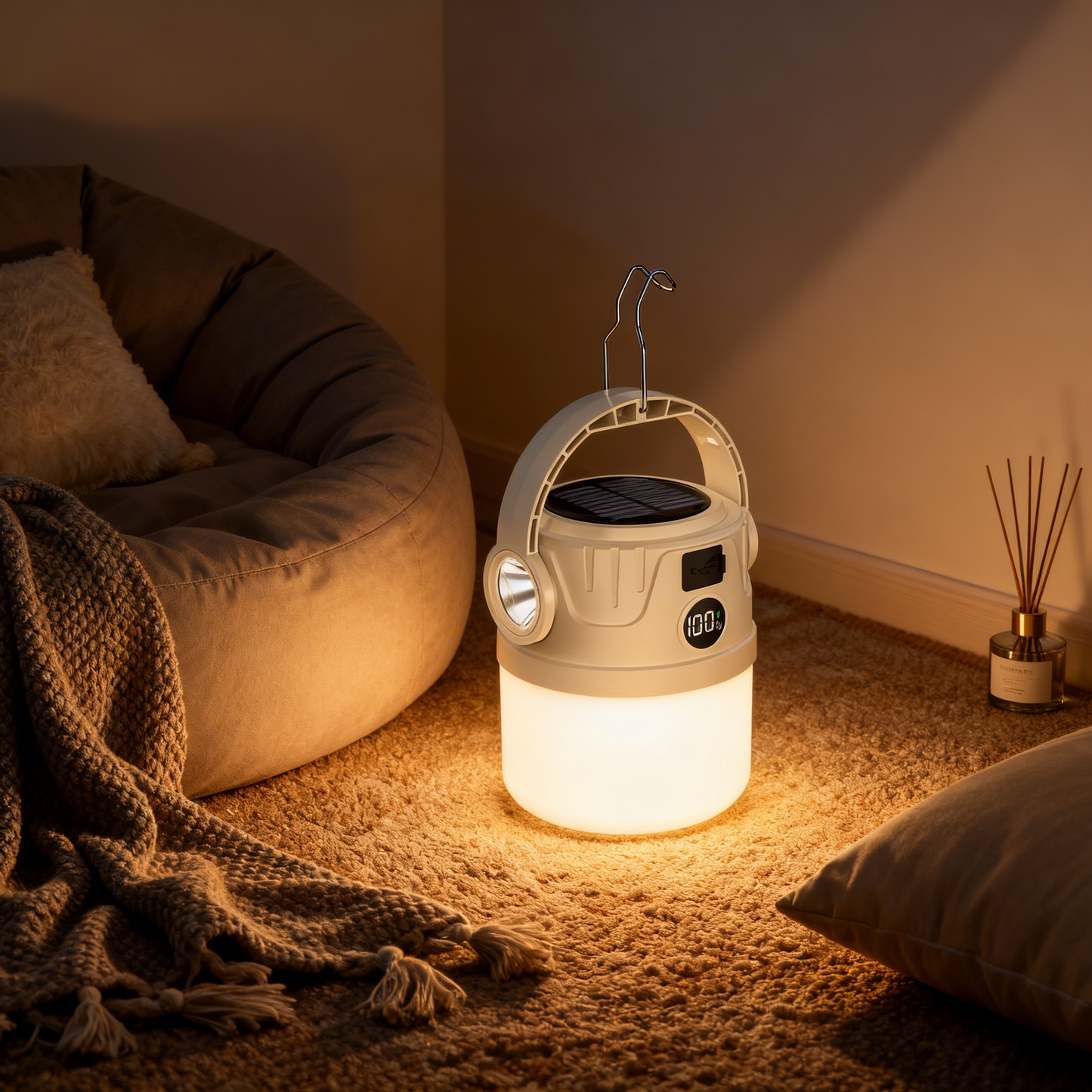 Long-lasting camping light, solar-powered outdoor rechargeable tent light, emergency light, camping light, rechargeable lighting.